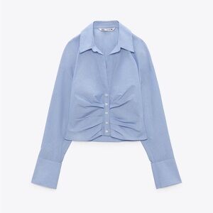 Zara Cropped Button Up Blouse